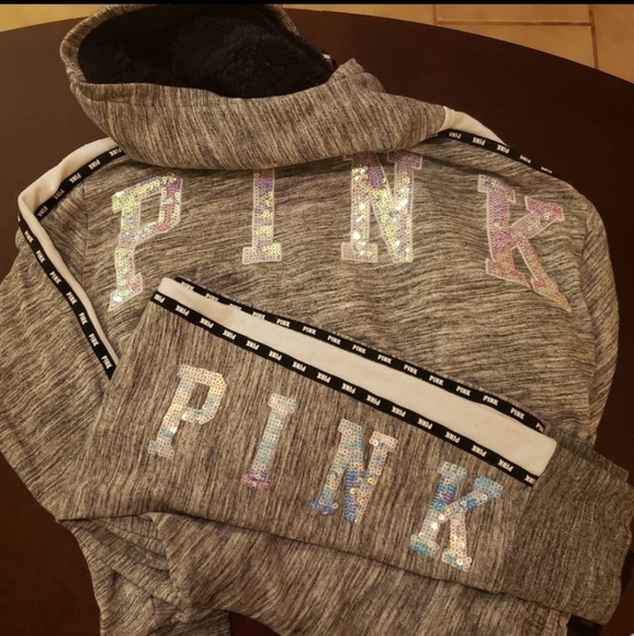 PINK Victoria's Secret Pants - VS PINK SEQUIN BLING HOODIE & JOGGERS SET